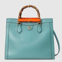 Gucci Diana Medium Tote Bag In Blue Leather