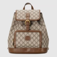Gucci Interlocking G Backpack In Beige GG Supreme Canvas