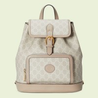 Gucci Interlocking G Backpack In White GG Supreme Canvas