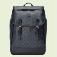 Gucci Medium Backpack In Black GG Canvas with Interlocking G