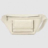 Gucci Belt Bag In White GG Embossed Perforated Leather