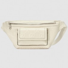Gucci Belt Bag In White GG Embossed Perforated Leather