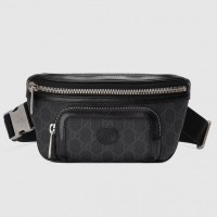 Gucci Black GG Supreme Belt Bag with Interlocking G