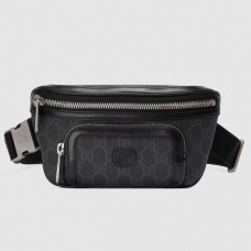 Gucci Black GG Supreme Belt Bag with Interlocking G