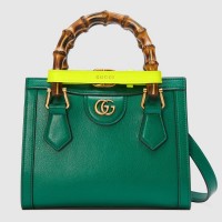 Gucci Diana Mini Tote Bag In Green Leather