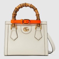 Gucci Diana Mini Tote Bag In White Leather