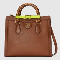 Gucci Diana Small Tote Bag In Brown Leather