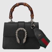 Gucci Black Dionysus Mini Bamboo Top Handle Bag
