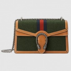Gucci Dionysus Small Shoulder Bag In Green Wool Fabric