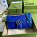 Gucci GG Marmont Small Shoulder Bags In Blue Diagonal Leather