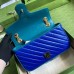 Gucci GG Marmont Small Shoulder Bags In Blue Diagonal Leather