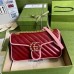 Gucci GG Marmont Small Shoulder Bag In Red Diagonal Leather