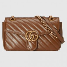 Gucci Brown GG Marmont Small Matelasse Shoulder Bag