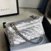 Gucci GG Marmont Mini Shouler Bag In Silk With Silver Sequin