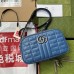 Gucci GG Marmont Small Shoulder Bag In Blue Matelasse Leather