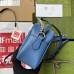 Gucci GG Marmont Small Shoulder Bag In Blue Matelasse Leather