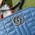Gucci GG Marmont Small Shoulder Bag In Blue Matelasse Leather