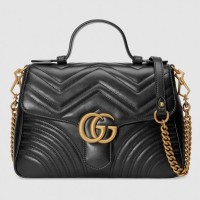 Gucci Black GG Marmont Small Shoulder Bag With Handle