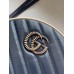 Gucci GG Marmont Mini Round Bag In Blue Diagonal Matelasse Leather