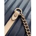 Gucci GG Marmont Mini Round Bag In Blue Diagonal Matelasse Leather