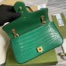 Gucci GG Marmont Small Bag In Green Crocodile Embossed Leather