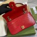 Gucci GG Marmont Small Bag In Red Crocodile Embossed Leather