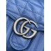 Gucci GG Marmont Mini Top Handle Bag In Blue Matelasse Leather