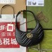 Gucci GG Marmont Half-moon-shaped Bag In Black Leather
