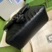 Gucci Black GG Marmont Mini Top Handle Bag with Black Hardware