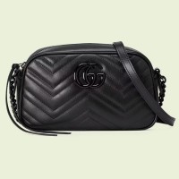 Gucci Black GG Marmont Small Camera Bag with Black Hardware