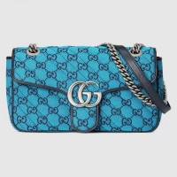 Gucci Blue GG Marmont Multicolor Canvas Small Bag