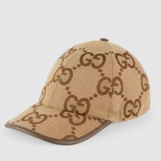 Gucci Camel and ebony jumbo GG canvas baseball hat