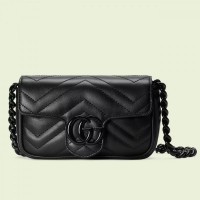 Gucci GG Marmont Belt Bag In Black Matelasse Leather