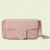 Gucci GG Marmont Belt Bag In Pink Matelasse Leather