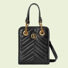 Gucci GG Marmont Mini Bag In Black Matelasse Chevron Leathe