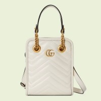 Gucci GG Marmont Mini Bag In White Matelasse Chevron Leather