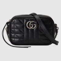 Gucci GG Marmont Mini Camera Bag In Black Matelasse Leather