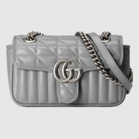 Gucci GG Marmont Mini Shoulder Bag In Grey Matelasse Leather