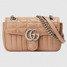 Gucci GG Marmont Mini Shoulder Bag In Rose Beige Matelasse Leather