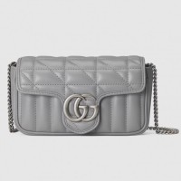 Gucci GG Marmont Super Mini Bag In Grey Matelasse Leather