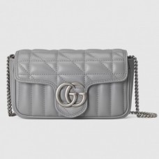 Gucci GG Marmont Super Mini Bag In Grey Matelasse Leather
