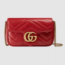 Gucci Red GG Marmont Matelasse Super Mini Bag