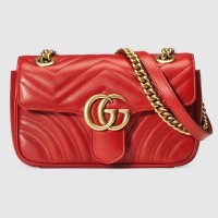 Gucci Red GG Marmont Mini Matelasse Shoulder Bag