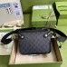 Gucci Black GG Supreme Messenger Bag with Interlocking G