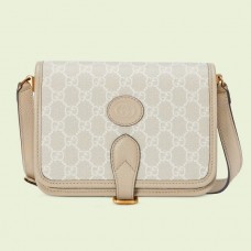 Gucci White GG Supreme Mini Shoulder Bag with Interlocking G