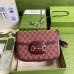 Gucci 1955 Horsebit Small Bag In Burgundy GG Canvas