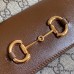 Gucci Horsebit 1955 Small Bag In GG Canvas With Brown Trim