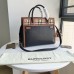 BURBERRY Calfskin Vintage Check Two Handle Title Tote Black