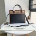 BURBERRY Calfskin Vintage Check Two Handle Title Tote Black