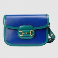 Gucci Blue Horsebit 1955 Bicolor Small Shoulder Bag